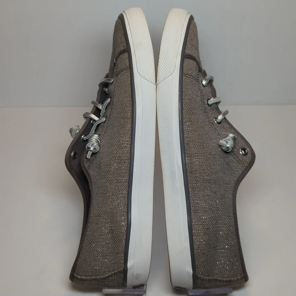 Sperry Top Sider Seacoast grey and silver metallic boat shoe woman's size 10